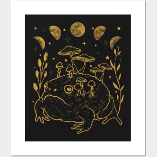 Dark Academia Moon Witchy Goblincore Aesthetic Frog Posters and Art